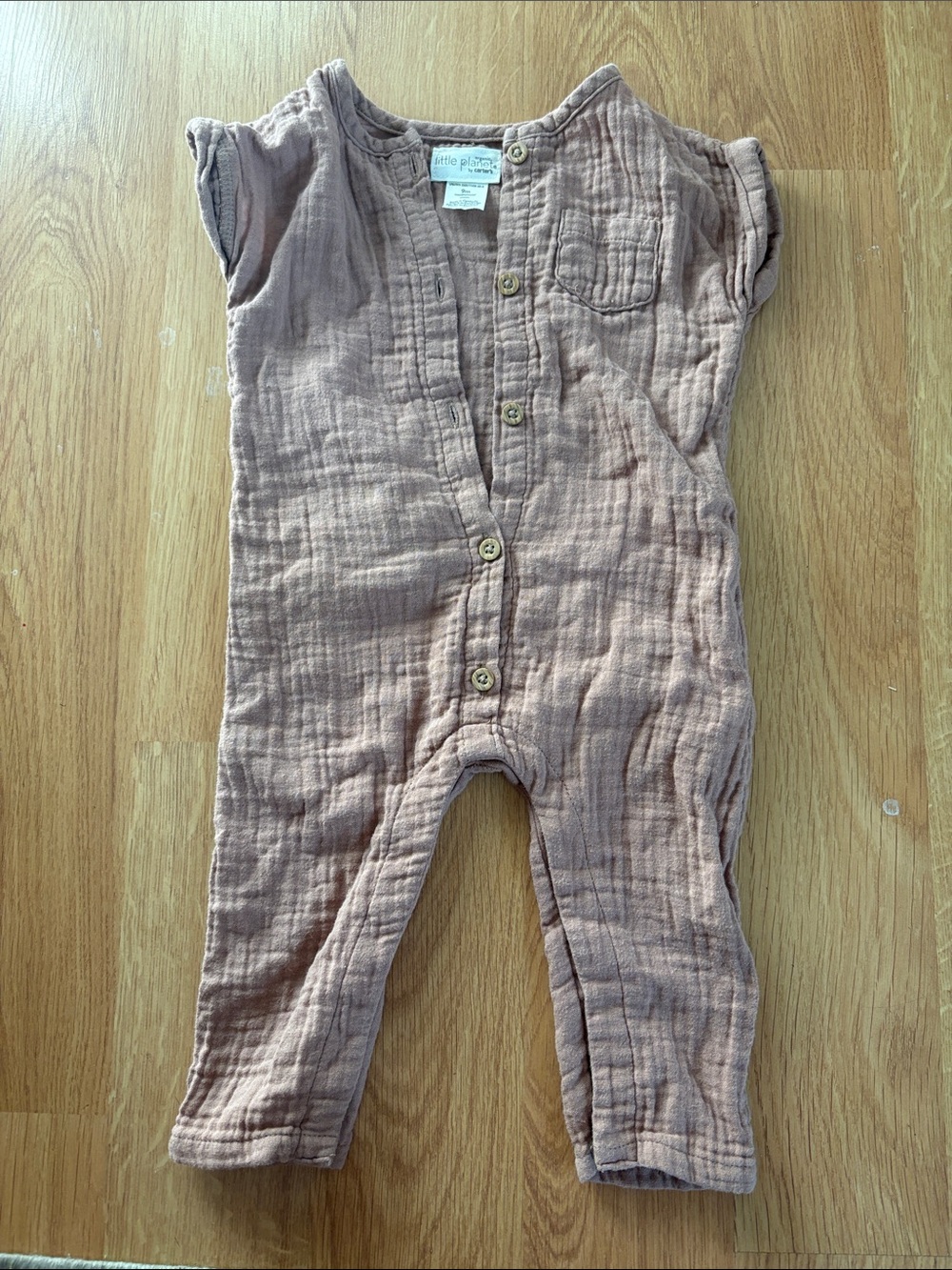 Little planet carters romper long short sleeve size 9M mauve color